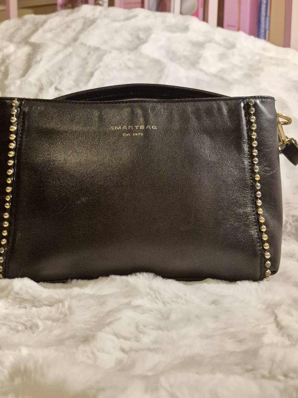 SMARTEBAG Black Leather Studded Crossbody